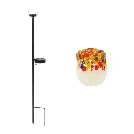 Waterproof Metal Solar Pathway Stakes Glass Rose Light, Colorful Garden Powered Lights Snail Light with Ground Stake for Lawn Patio Yard Decor
