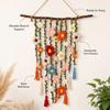 Natural Wooden Branch Flower Vine Tassel Ornament Hand Knit Flower Tapestry  Living Room