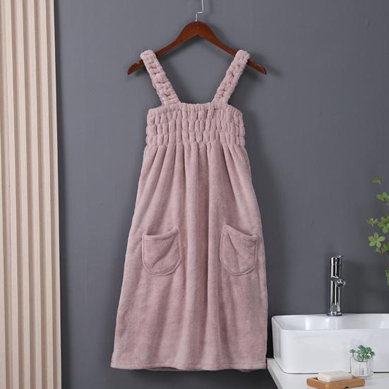 Коралловый флисовый банный халат, быстро впитывающий, быстросохнущий, эластичный, без рукавов, плиссированный, с карманами, свободный, на подтяжках, одежда для пляжа, спа, бассейна, банный халат