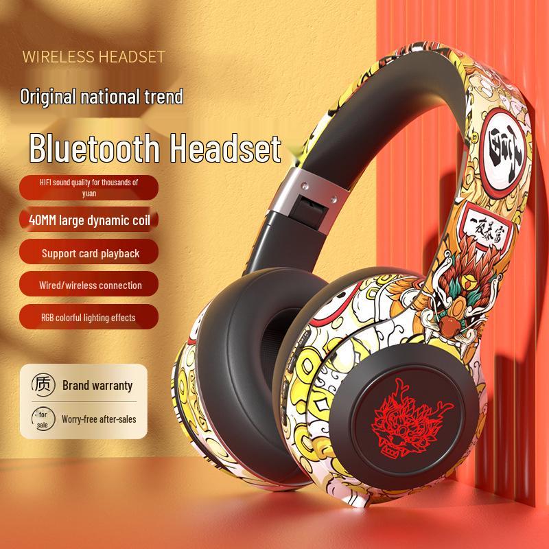Беспроводные игровые наушники с оголовьем Guochao Graffiti Bluetooth - Новый дизайн, бестселлер.