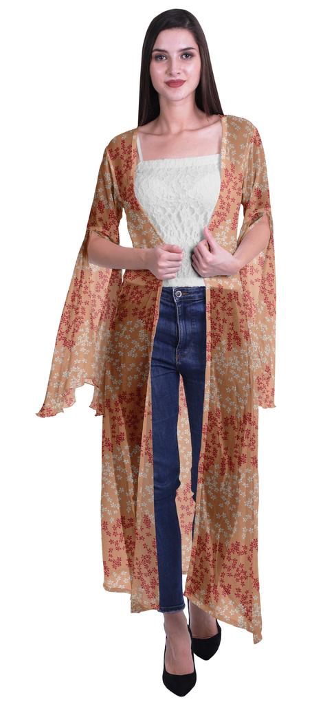 Moomaya Пляжная накидка с открытым передом из принтованного жоржета и разрезами на рукавах