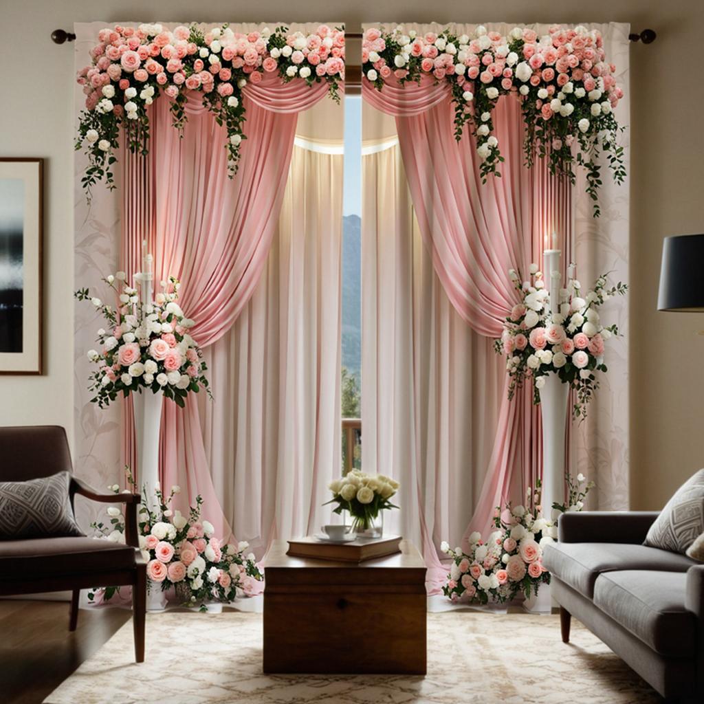 2 Pieces HD Digital Pink Color Simple Romantic Gentle Wind Curtains Home Decorating Style Decoration Living Room Bedroom Through