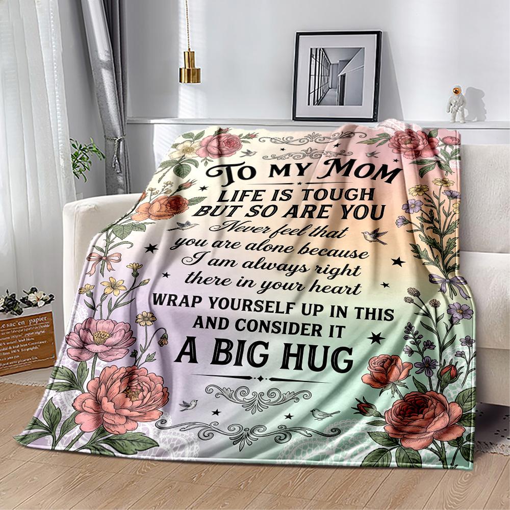 Floral Tribute To Mom Flannel Blanket-Soft and Suitable for Sofas,Beds,Offices,Travel,All Seasons,Great Gift for Holidays and Birthdays.