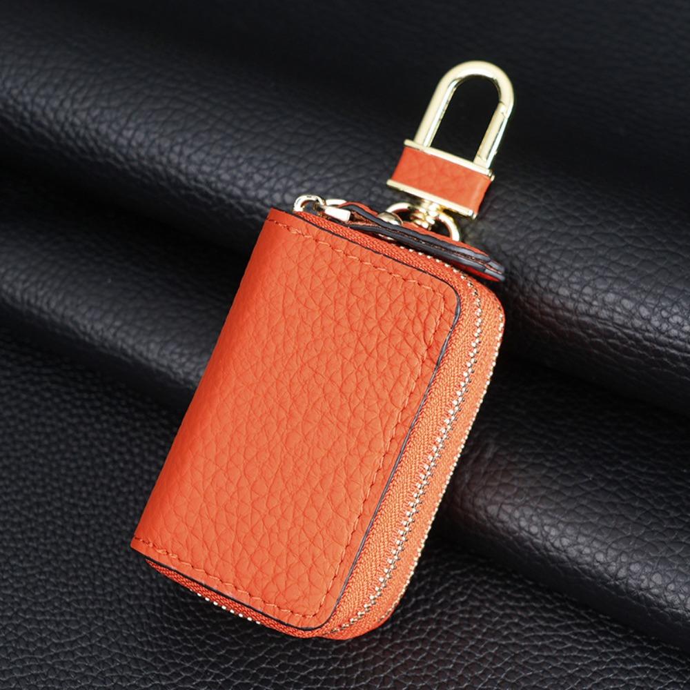 Lychee Pattern Car Key Protection Case Genuine Leather Car Key Wallet Business Use