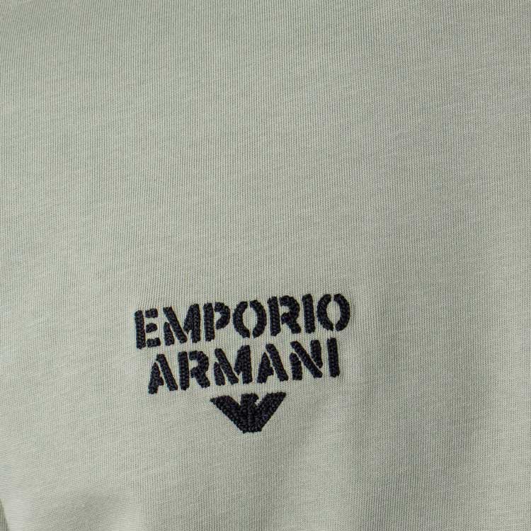 Emporio Armani Мужская футболка с принтом букв и цифр, круглым вырезом, коротким рукавом, зеленая 6R1TB0-1JWZZ-0606