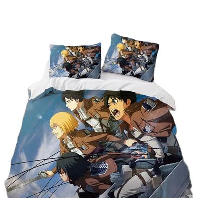 Пододеяльники Anime New Titan, комплект постельного белья с 3D-принтом «Атака титанов», пододеяльник с мультяшным принтом, двуспальное односпальное постельное белье