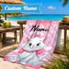 Custom Name Marie cat Microfiber Beach Towel, Quick-Dry, for Summer Travel, Beach Essential, Picnic Essentials, Swimming Pool