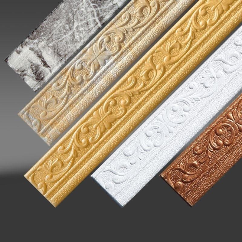 Decorative Adhesive Foam Molding Trim 10m Length Wallpaper Corner Strips for Ceiling Wall Luxurious 3D Floral Pattern