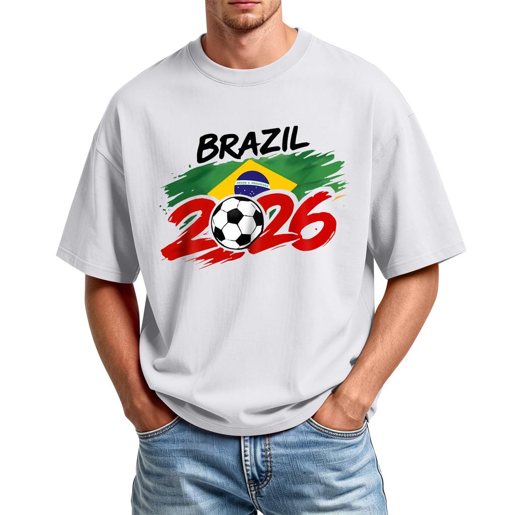 Men's World Event Print Crewneck Short Sleeve T Shirt Casual Athletic Top with Soccer Graphic 2026 Year Design for Daily Wear