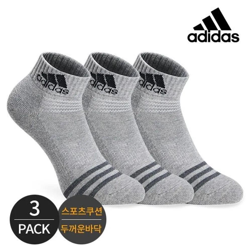 adidas Women's Cushioned Mesh Three-Stripe Ankle Socks 3P_GY