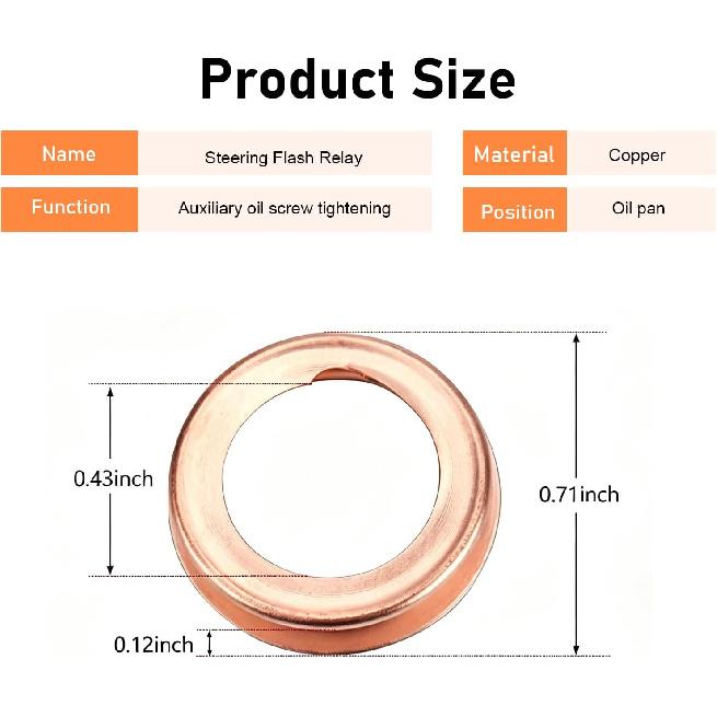 30PCS 12mm Crush Washer, Copper Crush Washer Oil Drain Plug Gasket, Compatible with 1982-2022 Nissan Infiniti Rogue Sentra Xterra Altima Frontier