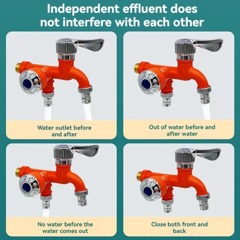 Кран для стиральной машины с одним входом и двумя выходами, пластиковый бассейн для швабры, балкон, ванная комната, многофункциональный двойной кран с быстрым открытием