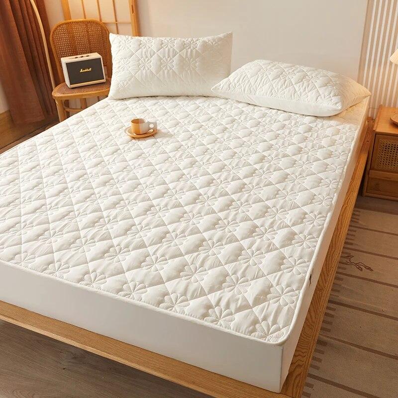 Водонепроницаемый комплект постельного белья из 3 предметов с тиснением, хлопковая простыня и наволочка, антиклещ, антибактериальный чехол для матраса