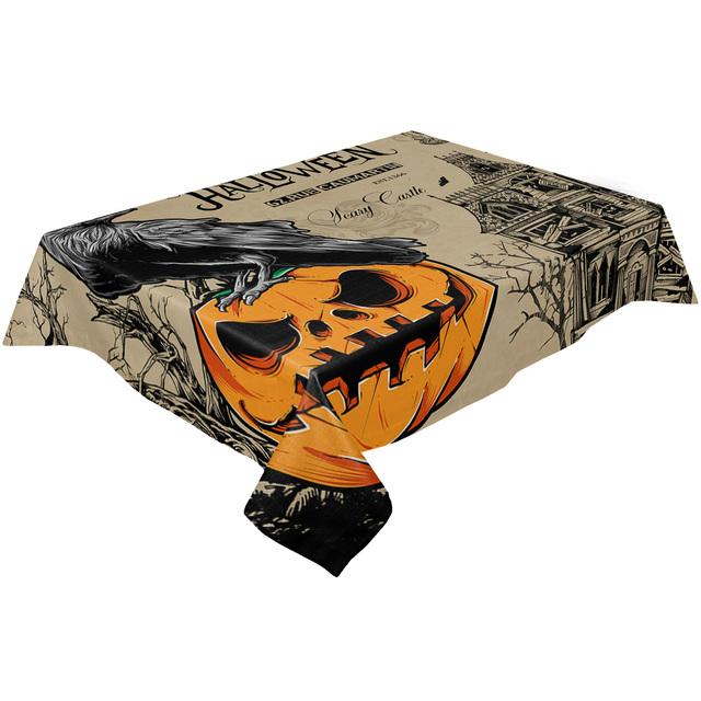 Скатерть со скелетом ворона на Хэллоуин, водонепроницаемая, для свадебной вечеринки, обеденный стол, прямоугольная скатерть, украшение кухни