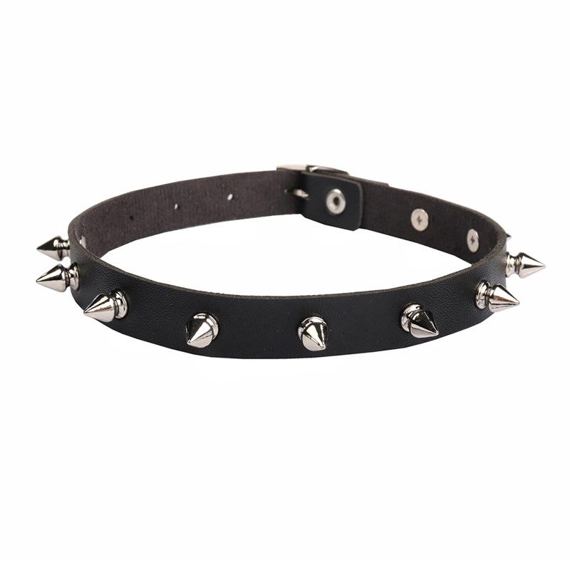 European & American Punk Rivet Leather Choker Necklace - Gothic Harajuku Cosplay Style