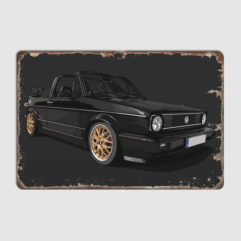 VW GT2 53B MK1 BBS MK3 Трабант 601 Классический автомобиль Настенный арт Постер Металл В помещении Домашний декор С жестью Декор Украшение комнаты