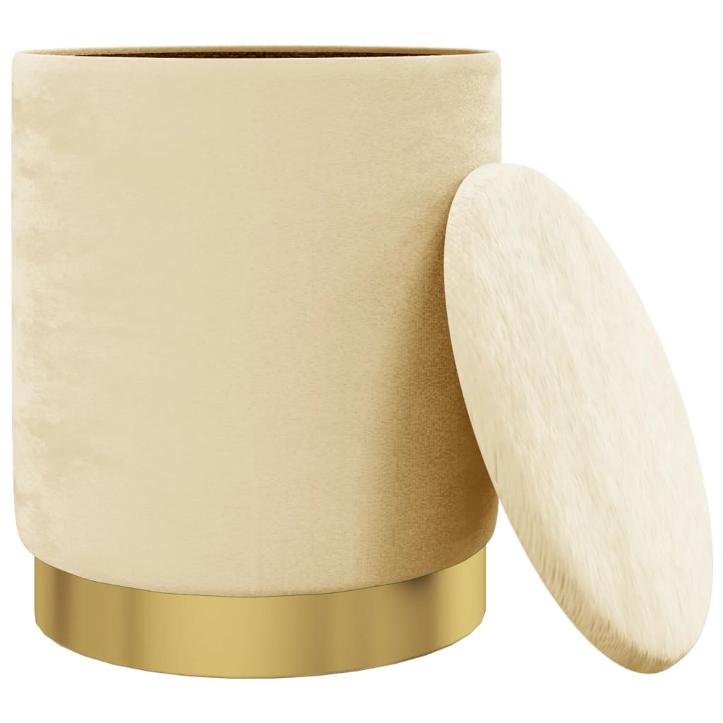 Round Storage Footstool Apricot Velvet 31 x 37 cm