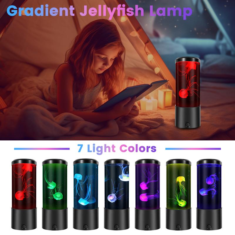 1Pc LED Jellyfish Lava Lamp Mini Aquarium Simulation Jellyfish Decorative Lamp USB Night Light for Children Room Home Decoration