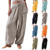 Женские модные свободные однотонные повседневные брюки с эластичной резинкой на талии и карманами