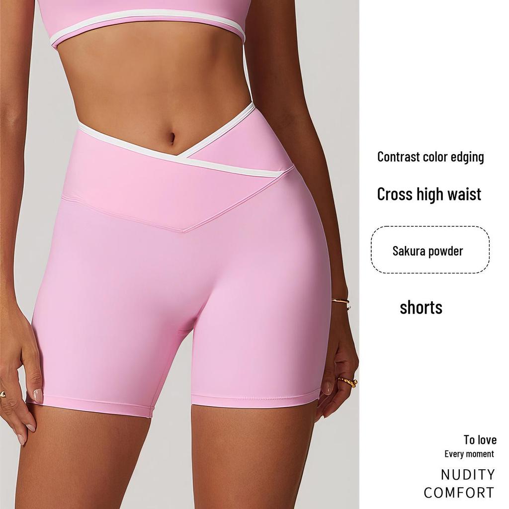 Европейские и американские йога-шорты с высокой талией и эффектом пуш-ап ягодиц - Женские трехточечные фитнес-брюки