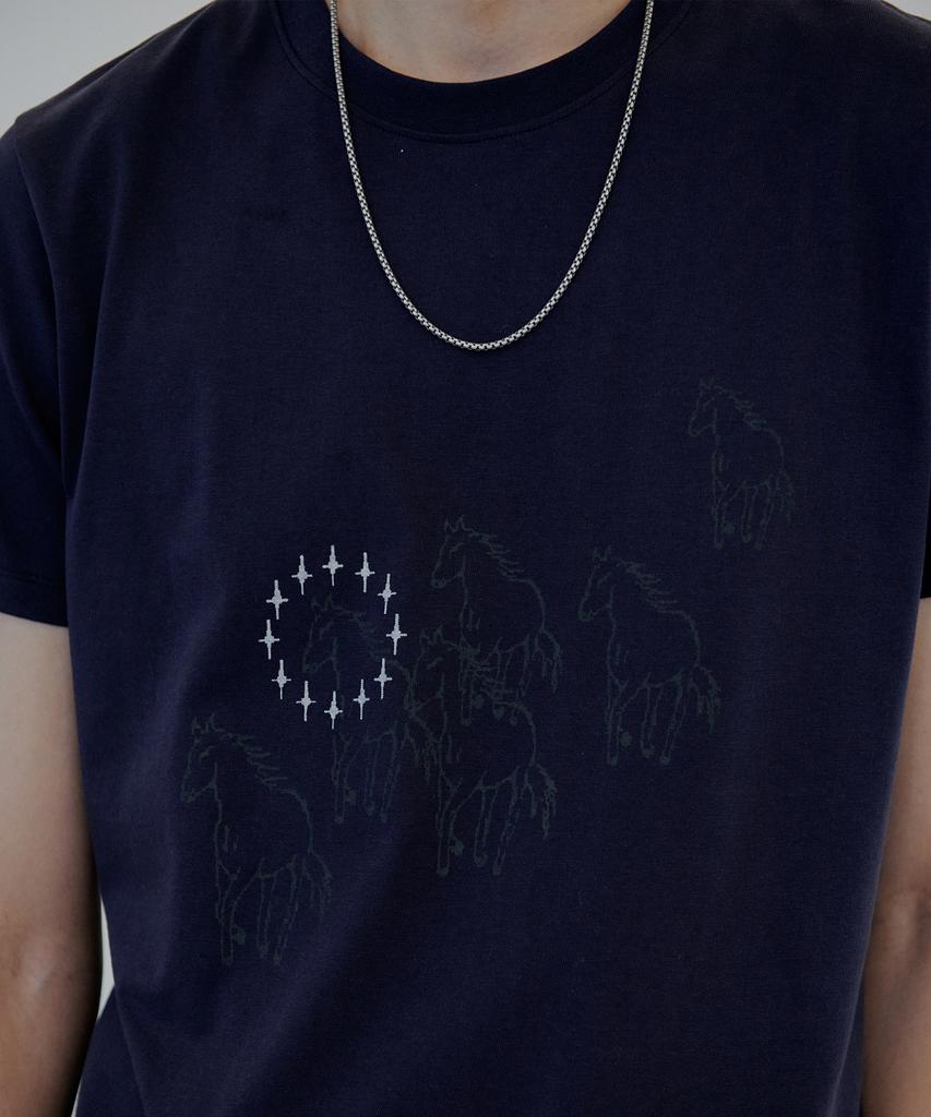 NUAKLE Star Horse Slim Fit T-Shirt_Midnight Blue
