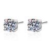 Classic Four-Claw Moissanite Stud Earrings S925 Sterling Silver Earrings Women'S Stud Earrings Electric White Gold