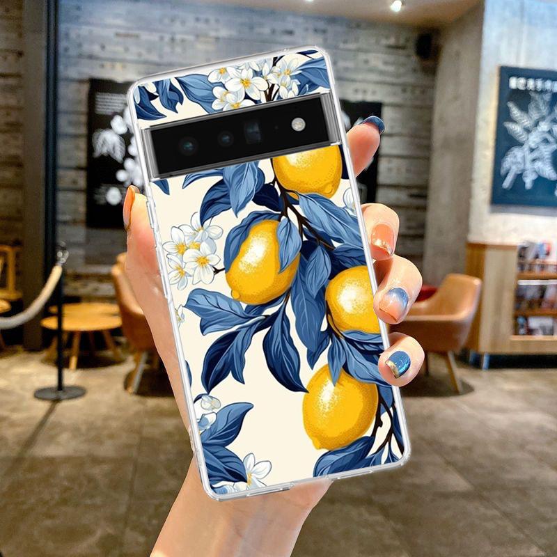 Прозрачный чехол для телефона с фруктами (лимон) для Google Pixel 9 8 7 Pro 8A 7A 6A 6 Pro XL 5 4 5A 4A 3A 5G, мягкий ТПУ, прозрачная крышка