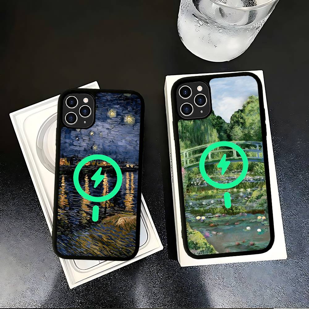 Масляная живопись Ван Гога Чехол для IPhone 17 16 15 Pro Max 14 Plus 13 12 11 Для Magesafe Магнитная Беспроводная Зарядка Обложка