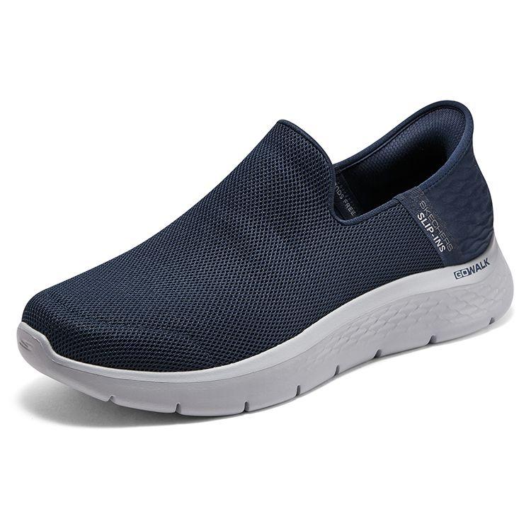 Skechers Слипоны Серия Flash Сетчатые Круглый Носок На Шнуровке Низкие Повседневные Кроссовки Мужские Синий Белый 216491-NVY