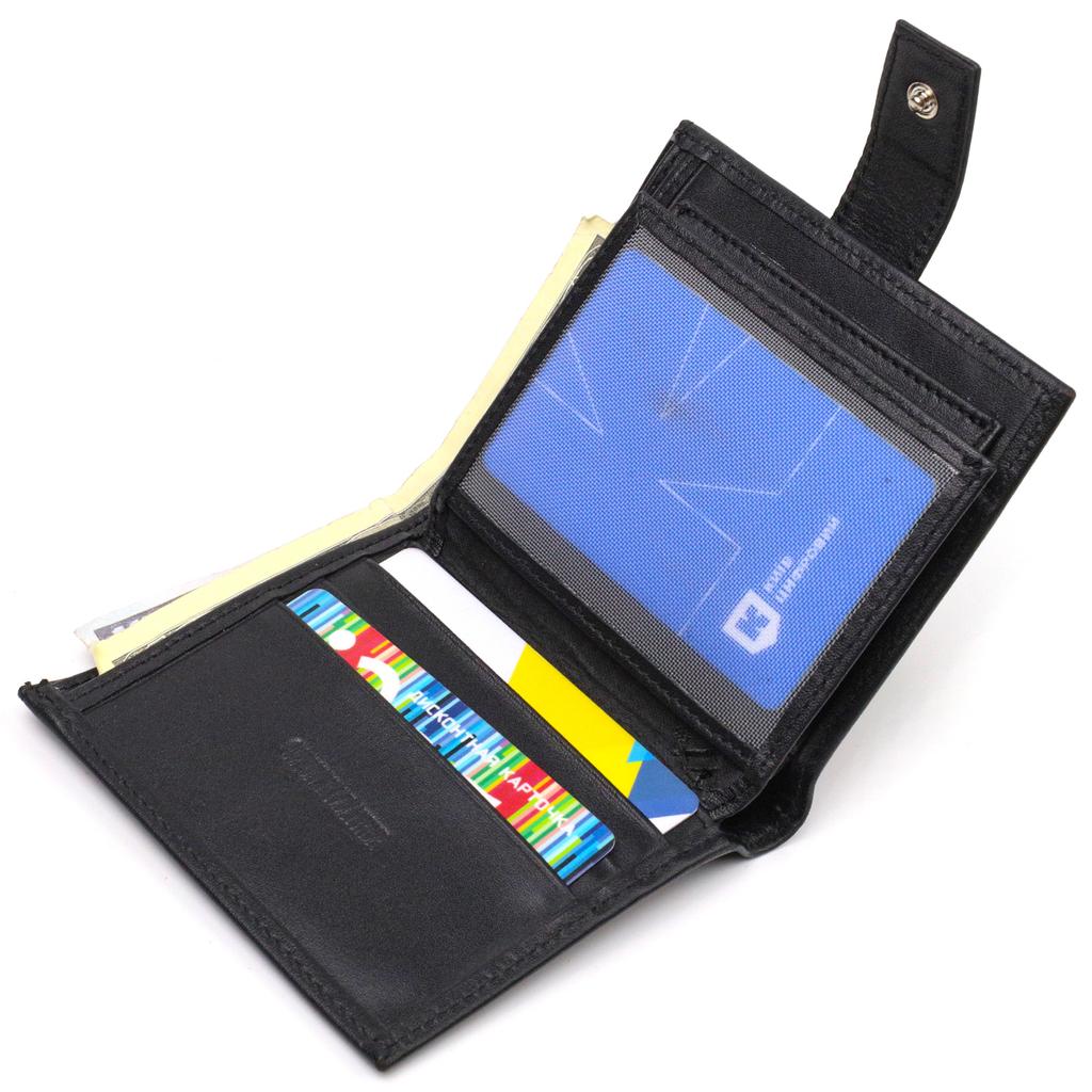 Модный мужской бумажникн из натуральной гладкой кожи CANPELLINI 21727 Черный