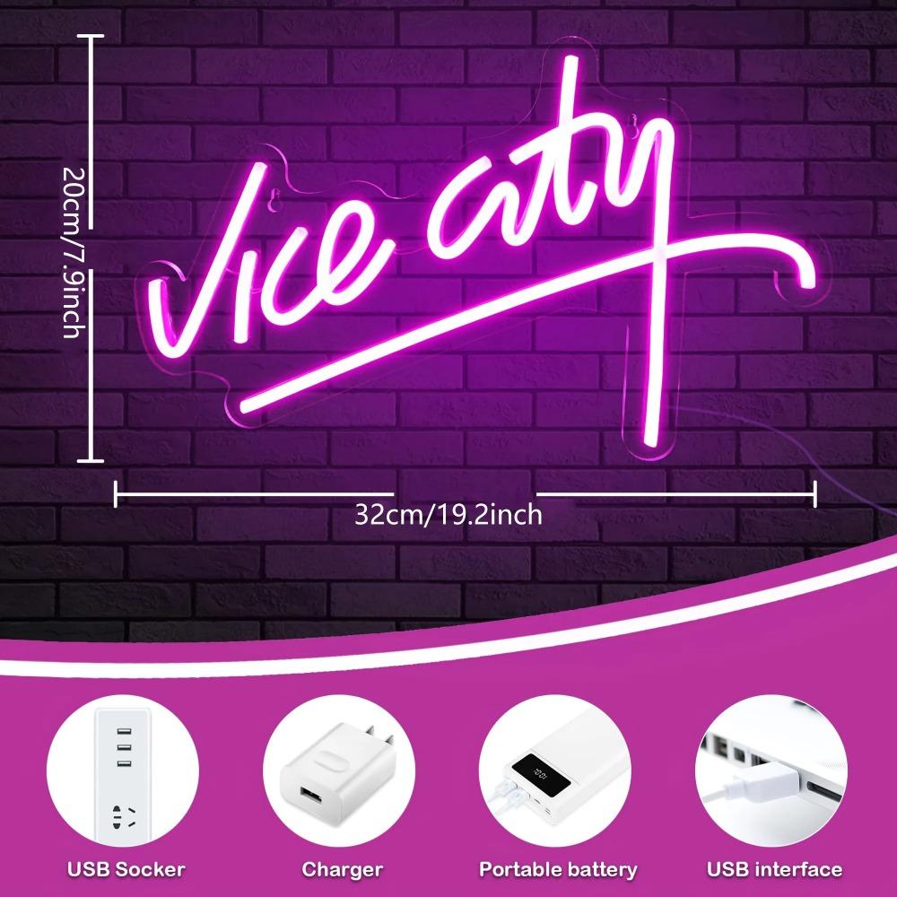 Неоновая вывеска Vice City Рукописные буквы для декора стен USB светодиодная неоновая вывеска для спальни мужской берлоги игровой комнаты
