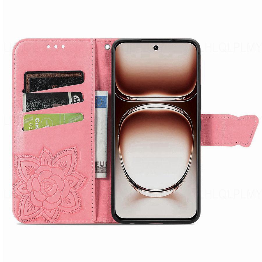 Butterfly Leather Flip Case For OPPO Reno 14 5G 14F 15F A6X A5X A6 Realme C71 15T 15 16 Pro Plus Wallet Cover Reno15 Reno14 F