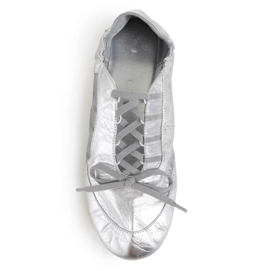 Нишевый дизайн балетные удобные тренировочные туфли 2025 лето бант плоская подошва вставки шнуровка повседневные одинарные туфли женские