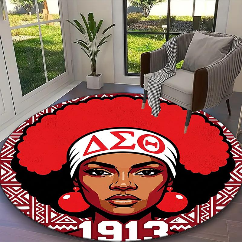 1pc independent woman Printed Chair Rug for Home Office Use, Living Room Kitchen Game Room Round Carpet