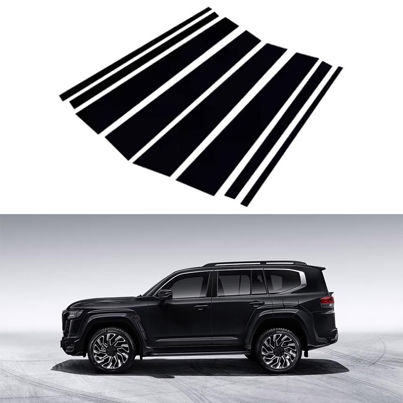8pcs/set Glossy Black Car Door Window Center Middle Column BC Pillar Post Cover Trim Fit For Toyota Land Cruiser J300 2022-2024