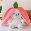 Strawberry Bunny Plush Toy with Big Ears and Carrot Stuffed Doll