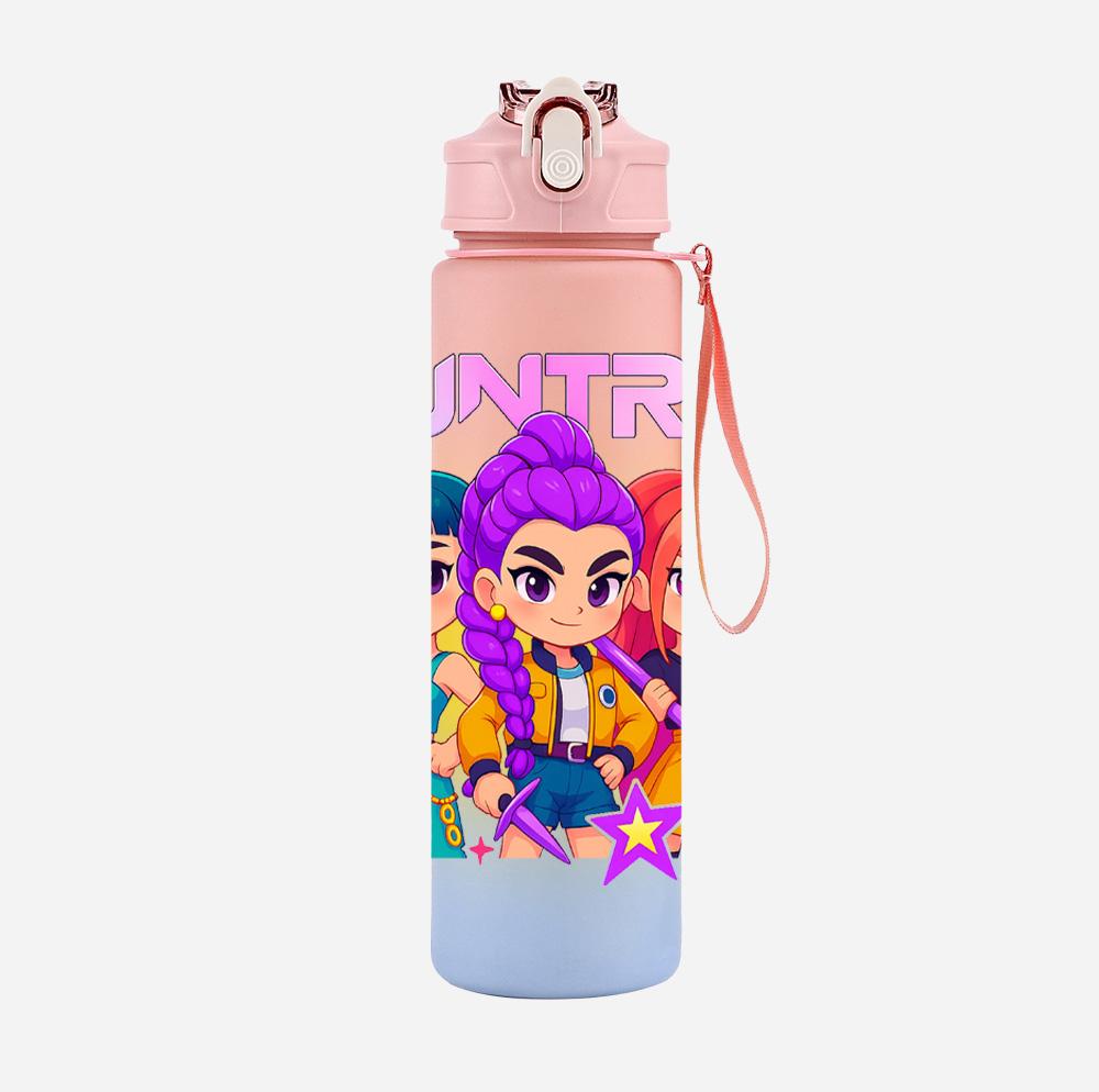 750Ml Water Bottler K-Pop Demon Hunters Printed Character Water Cup Large Capacity Outdoor Portable Rope Drinking Bottle for Boy Girl Gift