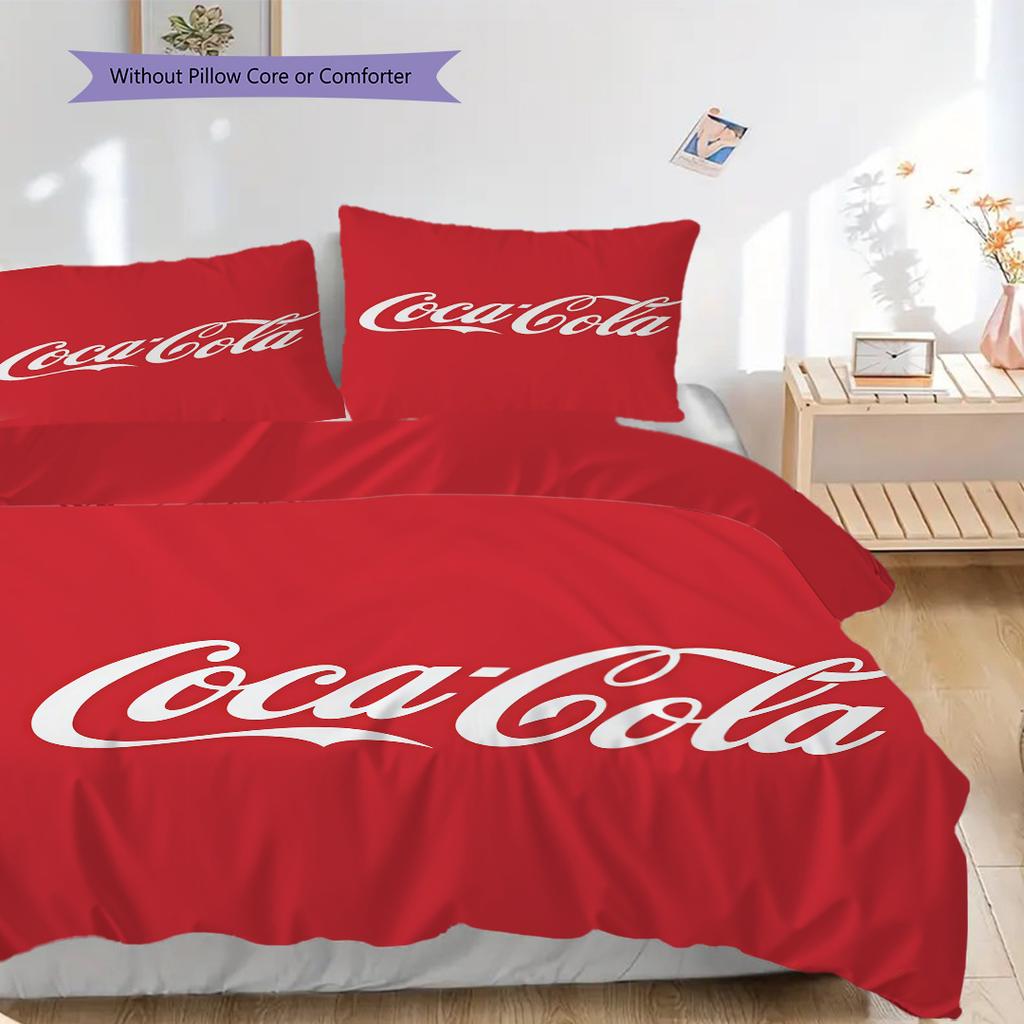 Cocacola Refreshment Sip Threepiece Set 1 Duvet Cover 2 Pillowcase Without Core Christmas Birthday Gift Soft And Comfortable