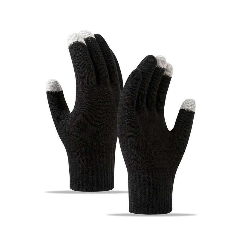Winter Touch Screen Gloves Women Men Warm Stretch Knit Mittens Imitation Wool Full Finger Guantes Female Crochet Thicken