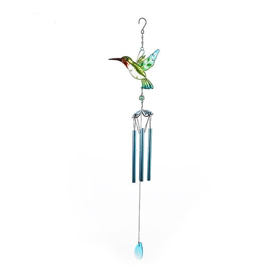 Stained Glass Wind Chime for Outside Handmade Dragonfly Hummingbird Metal Windchime for Outdoor Indoor Home Garden Patio Yard Window Decoration