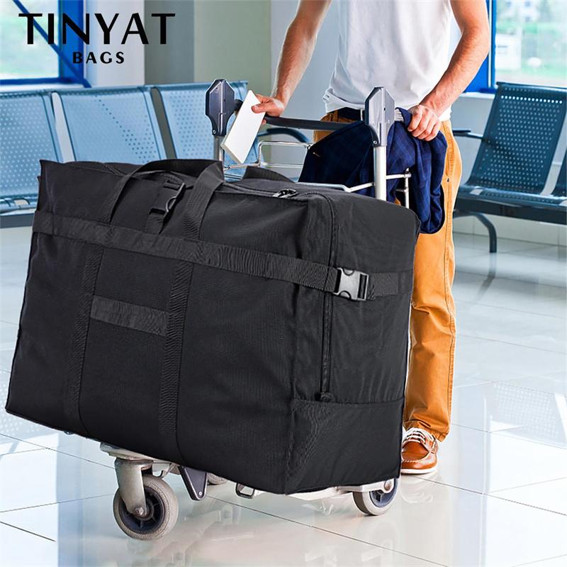Складная мужская дорожная сумка TINYAT, большая вместительная сумка для женщин, мужская переносная спортивная сумка выходного дня, черная мужская сумка