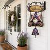 Farmhouse Porch Hanging Ornament Garden Gnome Bell, Welcome Outdoor Doorbell, Butterfly Elf Owl Door Hanger Wind Chimes for Patio Home Yard
