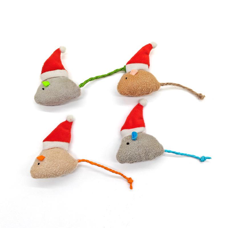 Игрушка для кошки мышка рождественская шляпа само-привет игрушка для кошки красочная плюшевая маленькая мышка игрушка для кошки