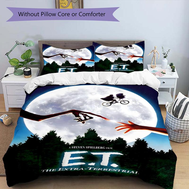 3pcs E-ET1 Design Cover Set - HD Printed Bedding with 1 Cover and 2 Pillowcases - Perfect for Home and Dorm Decor
