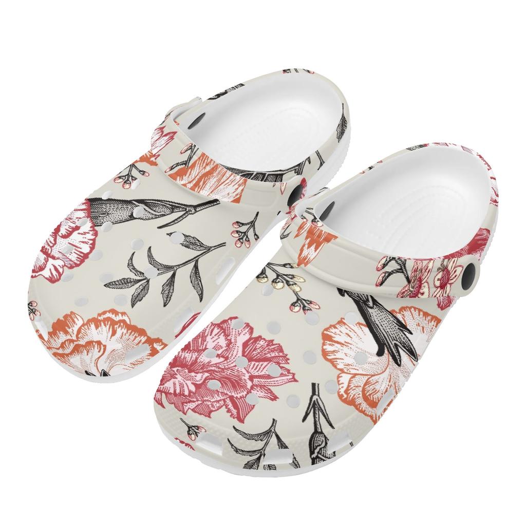 Women Men EVA Garden Clogs Bright Printed Flexible Soft Slip On Garden Shoes Beach Pool Bathroom Home Walking Shoes Home Use