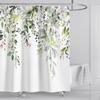 Watercolor Leaves On The Top Plant with Floral Bathroom Decoration Shower Curtain 180*180CM with Hooks
