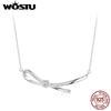 925 Sterling Silver Bow Necklace with Zircon Perfect Gift for Women Fine Jewelry Basic Necklace Luxury Accessories