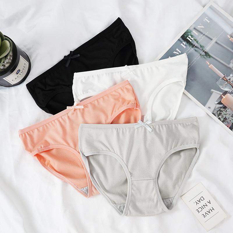 Women Seamless Panties Solid Color Breathable Underpants Mid-waist Briefs Girls Sexy Cute Underwear Briefs