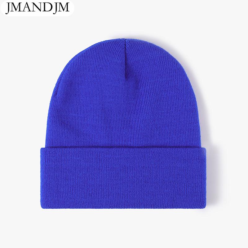 Available Autumn and Winter Warm Thickened Double Beanie Hat Simple Men's Women's Knitted Hat
