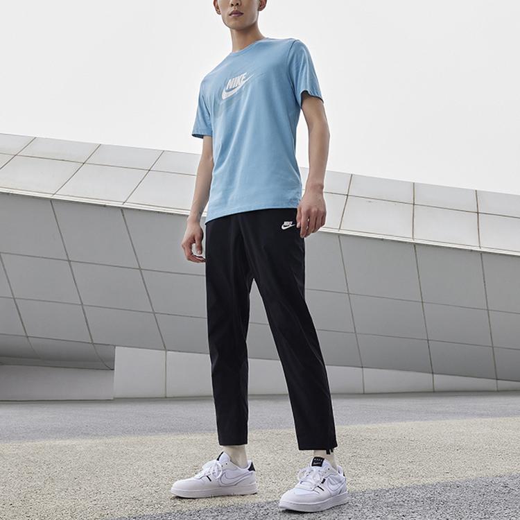 Nike Ss22 Футболка мужская повседневная однотонная с логотипом из нескольких букв, с коротким рукавом и круглым вырезом, цвет кобальтово-синий DR0998-424